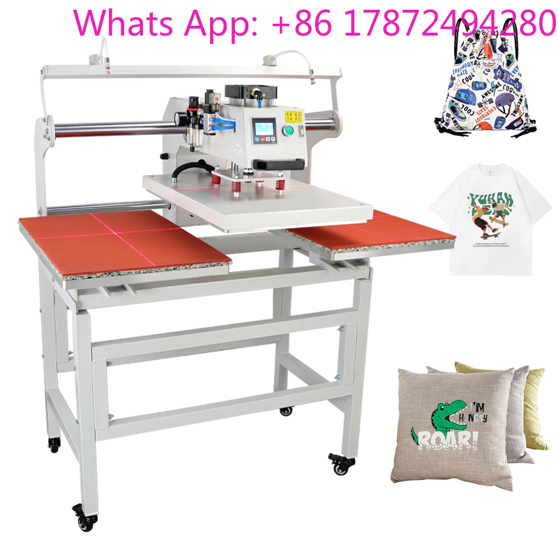 Commercial Shirt Printing Machine - デュアル電動スライド式ホットスタンピングヒートプレス機（Tシャツ衣類用熱転写プレート、ラベル印刷用）