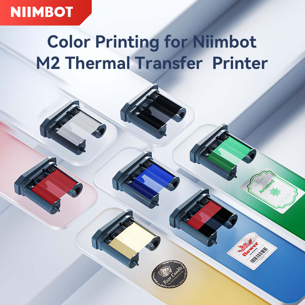 Commercial Printing Terms - Niimbot m2熱転写ラベル紙、カラー印刷リボン、白、銀、透明、ケーブルラベルステッカー、長期保存、m2